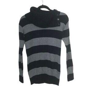 Banana Republic Blue Gray Cowl Neck Stripe Sweater Small Petite